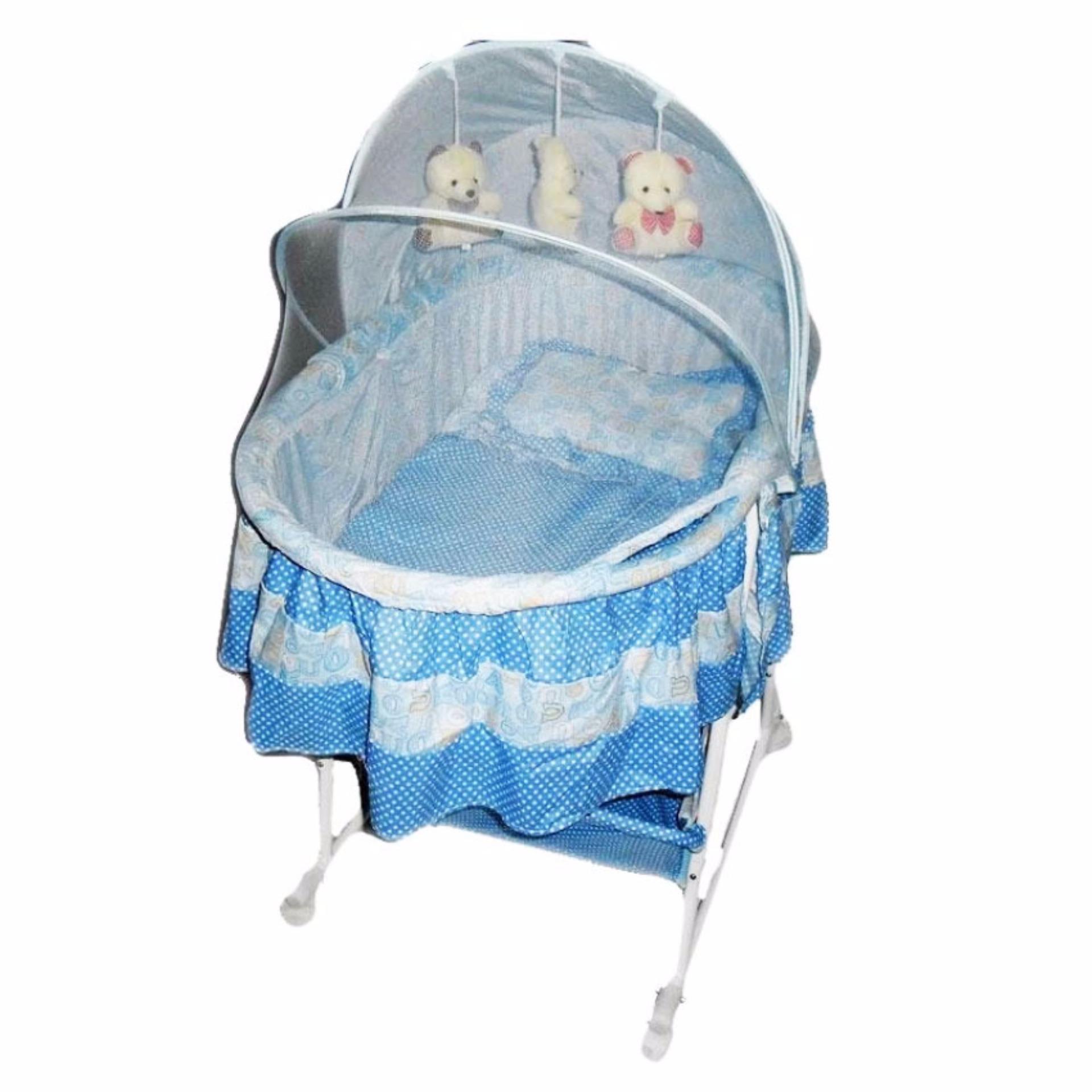 Pliko B608AN - Oval Cradle Baby / Baby Box Playpen Keranjang Lipat Bayi - Biru