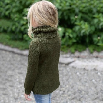 Balita Gadis Anak-anak Bayi Sweater Kerah Tinggi Rajutan Pullover Pakaian Lengan Hangat-Intl