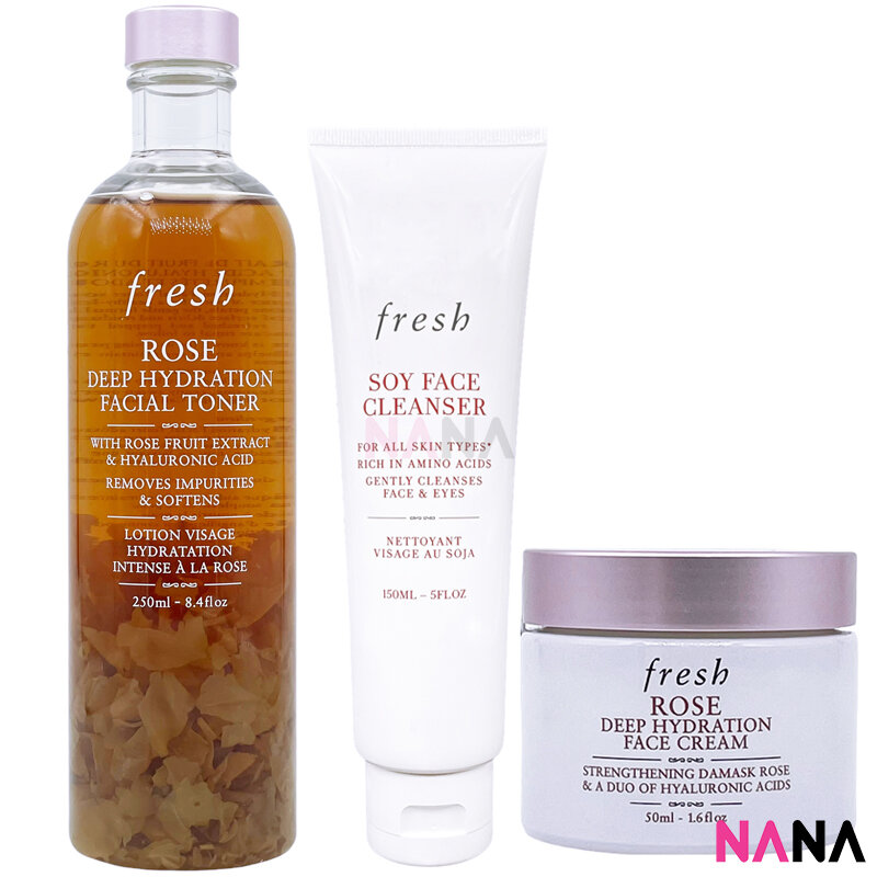 Fresh Soy Face Cleanser 150ml + Rose Deep Hydration Facial Toner 250ml + Rose Deep Hydration Face Cream 50ml ราคา 1,360 บาท*ส่งฟรี