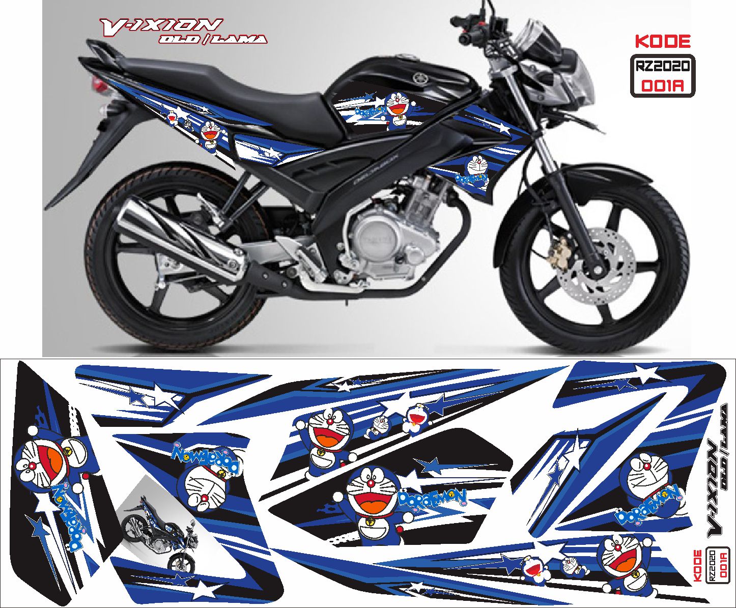 STICKER MOTORstriping MotordecallisVIXION OLD Variasi Doraemon Lazada Indonesia