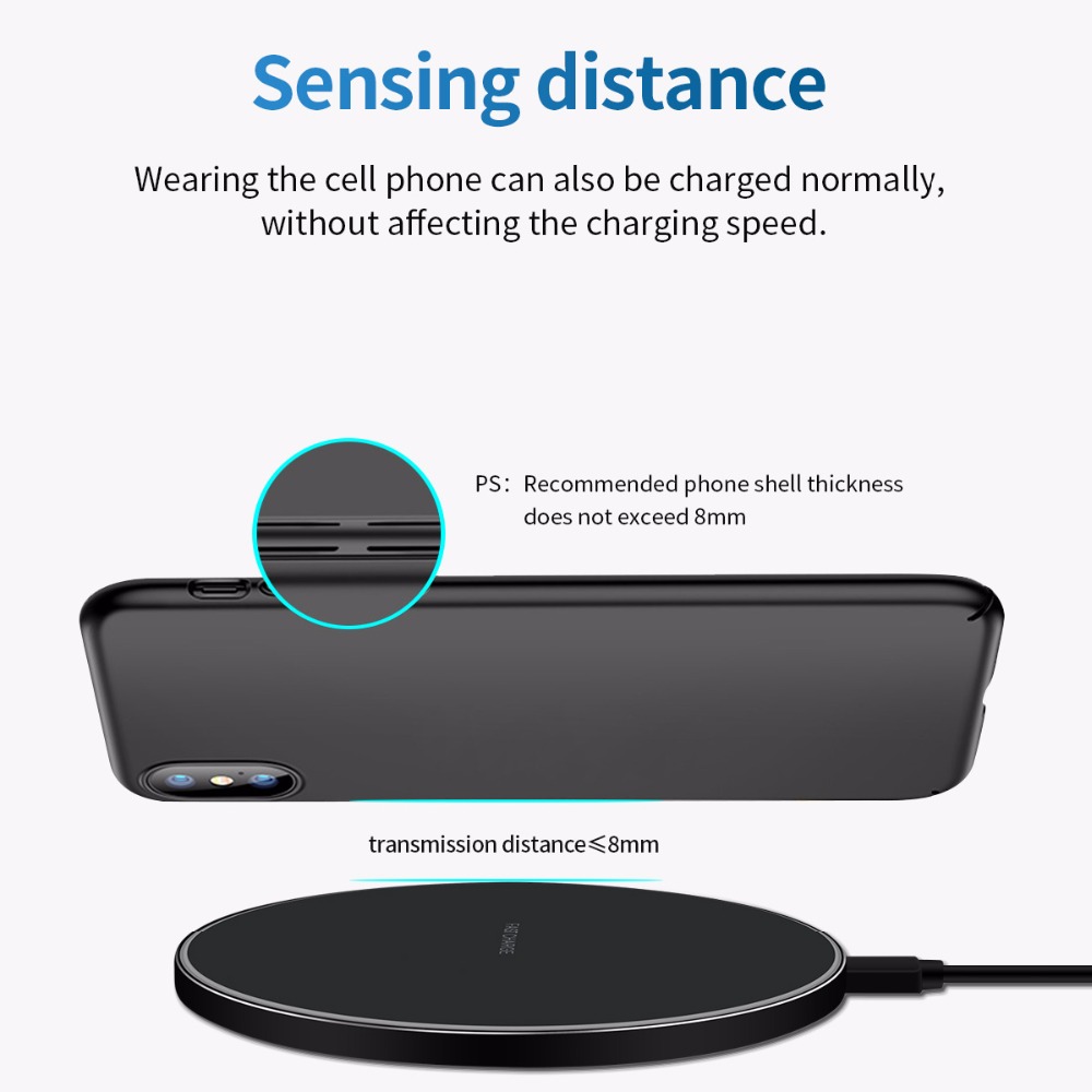Baseuer 10W Wireless Charger LED Breathing Light Qi Fast Wireless
