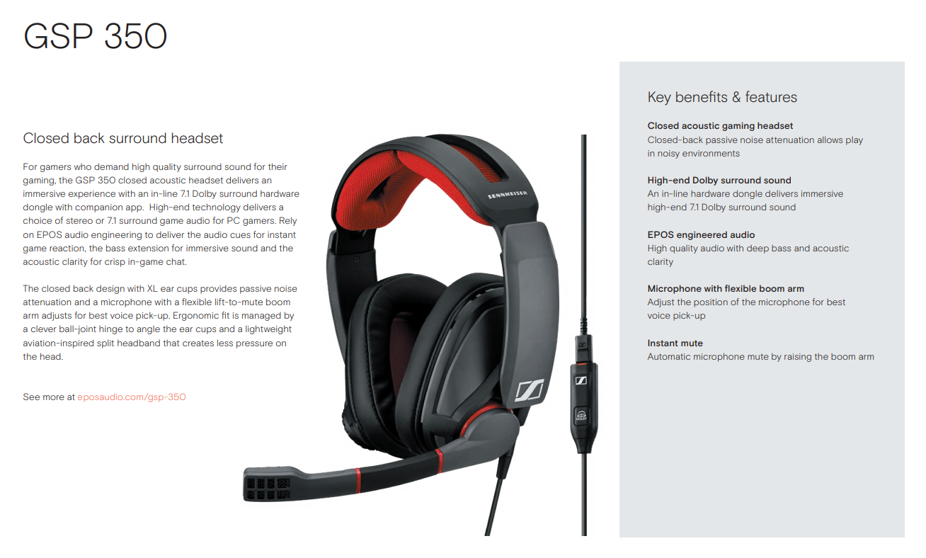 EPOS GSP 350 Closed Acoustic Gaming Headset Lazada Indonesia