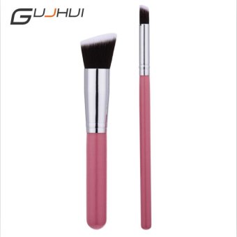 Gambar 2 Pcs profesional riasan sikat bedak Cream sikat Eyeshadow sikat keindahan wanita Kit   pink Silver