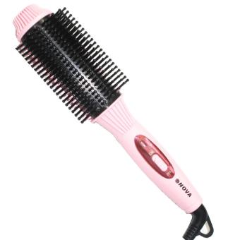 Gambar AIUEO   Nova Electric Brush Styler LS 189   Catok Sisir Panas Pelurus Rambut Profesional   Pink