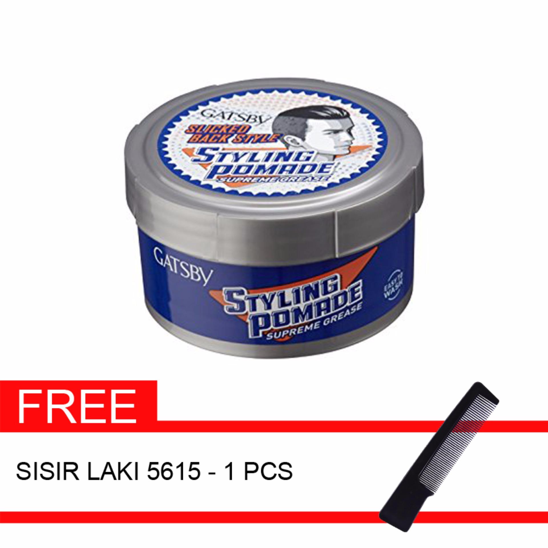 Gatsby Styling Pomade - Supreme Grease - 80gr & Gratis Sisir Rambut Laki 5615 Gatsby Styling Pomade - Supreme Grease - 80gr & Gratis Sisir Rambut Laki 5615