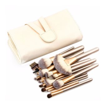 Gambar Katies Premium Super Quality 18 Pcs Makeup Brush with Pouch  Beige