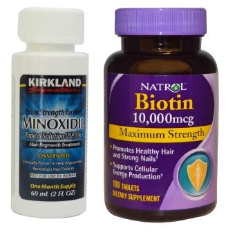 Gambar Kirkland Minoxidil 5%   60ml + Natrol Biotin 10.000 mcg   100 Tablet