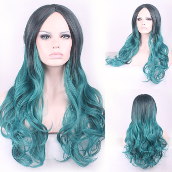 La Vie Ikal Panjang Bergelombang Dan Seksi Cosplay Wig Wanita Belahan Rambut Tengah (Hijau Hitam) La Vie Ikal Panjang Bergelombang Dan Seksi Cosplay Wig Wanita Belahan Rambut Tengah (Hijau Hitam)