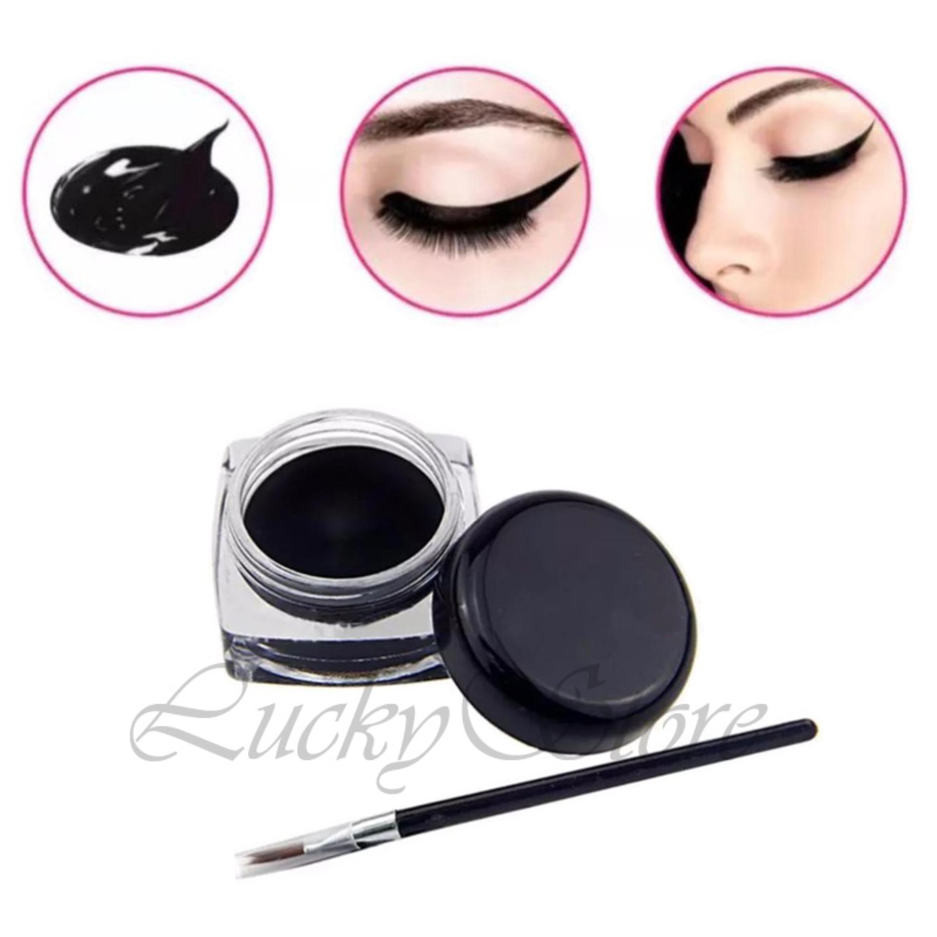 Flash Sale Lucky Eyeliner Gel Black + Gratis Aplicator Kuas - 1 Pcs