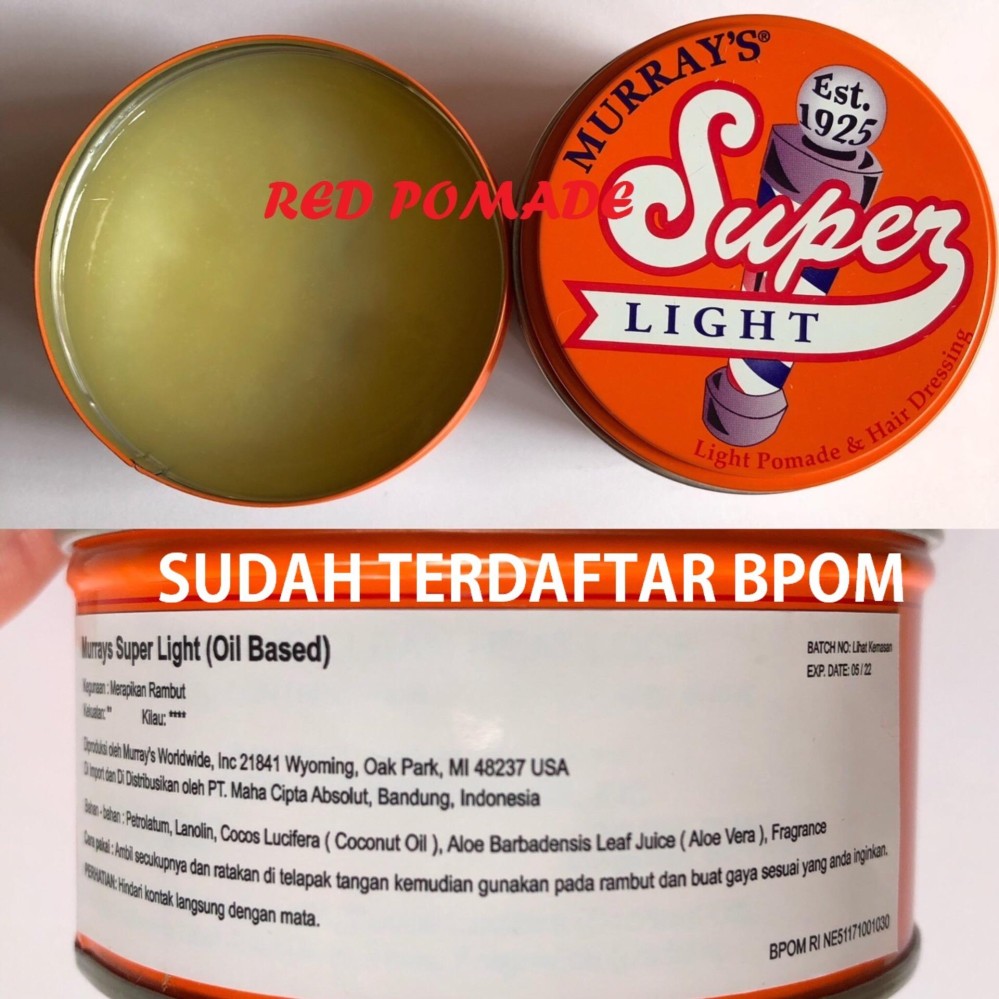 Pomade Murray's Murrays - Superlight Light Oilbased / Oil Based 3 Oz Original USA Sudah BPOM Pomade Murray's Murrays - Superlight Light Oilbased / Oil Based 3 Oz Original USA Sudah BPOM