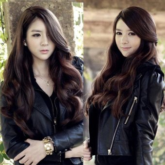 Wanita Dark Brown Panjang Rambut Penuh Wig Keriting Bergelombang Wig Cosplay Kostum Wanita Dark Brown Panjang Rambut Penuh Wig Keriting Bergelombang Wig Cosplay Kostum