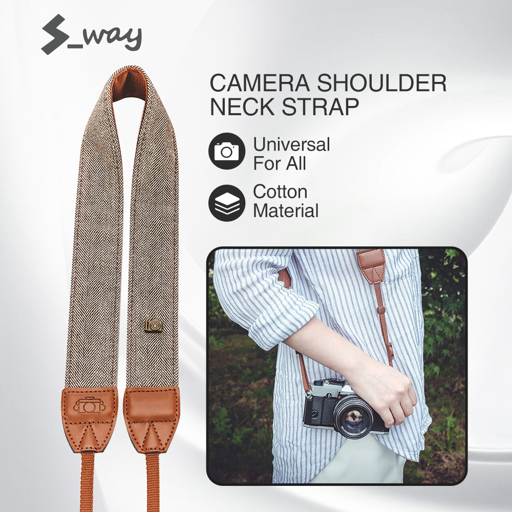 Dây Đeo Máy Ảnh Phổ Thông S-way Máy Ảnh Dây Đeo Cổ Vai Cổ Điển Dây Đeo Máy Ảnh Vải Bông 100% Dành Cho Máy Ảnh DSLR Sony Nikon Canon Olympus, Xách Tay
