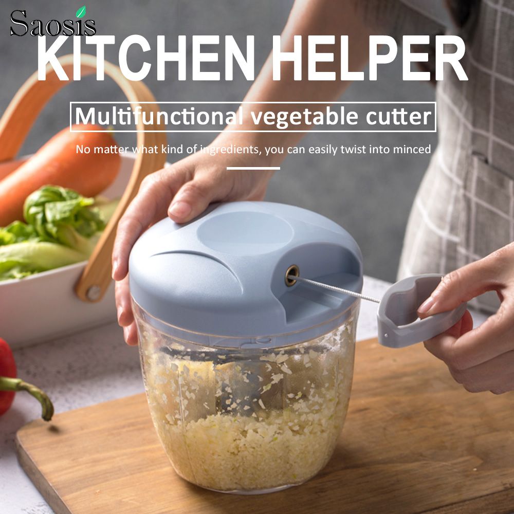 Giảm Giá/Hàng Có Sẵn】 Máy Băm Thực Phẩm Thủ Công Đa Năng 500Ml/900Ml Dụng Cụ Ép Tỏi Dụng Cụ Cắt Tỏi Nghiền Bằng Tay Cho Nhà Bếp Máy Xay Thịt Tiêu