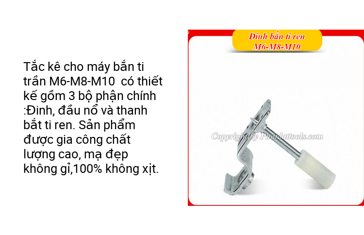 Tắc kê nổ treo ti M6-M8-M10 cho máy bắn ti trần-Hộp 100 cái-Hàng cao cấp không xịt