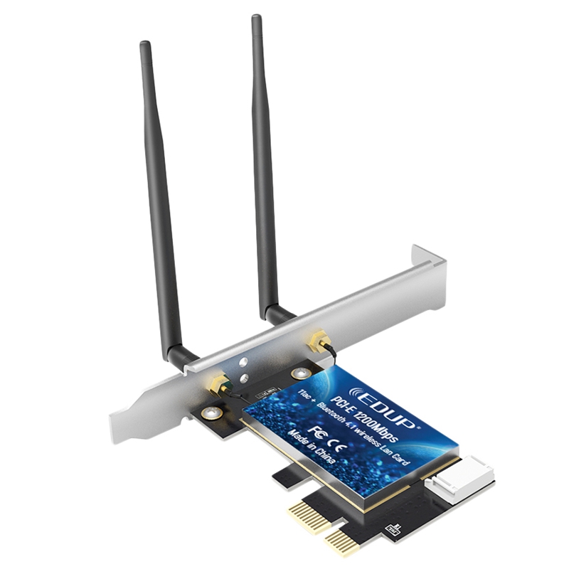 EDUP PCI-E 1200Mbps WiFi Card Bluetooth 4.0 Adapter 2.4GHz/5GHz Dual Band Wireless Network Card with Antennas for Desktop PC