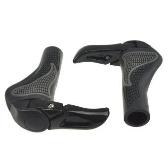 1 pasang sepeda gunung sepeda MTB bersepeda ergonomi setang bar penutup ujung pegangan Hitam