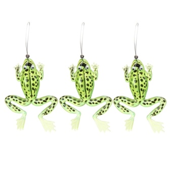 Gambar 3 Pcs  lot Rubber Frog Soft Fishing Lures Bass CrankBait Tackle10cm 3.9in   intl