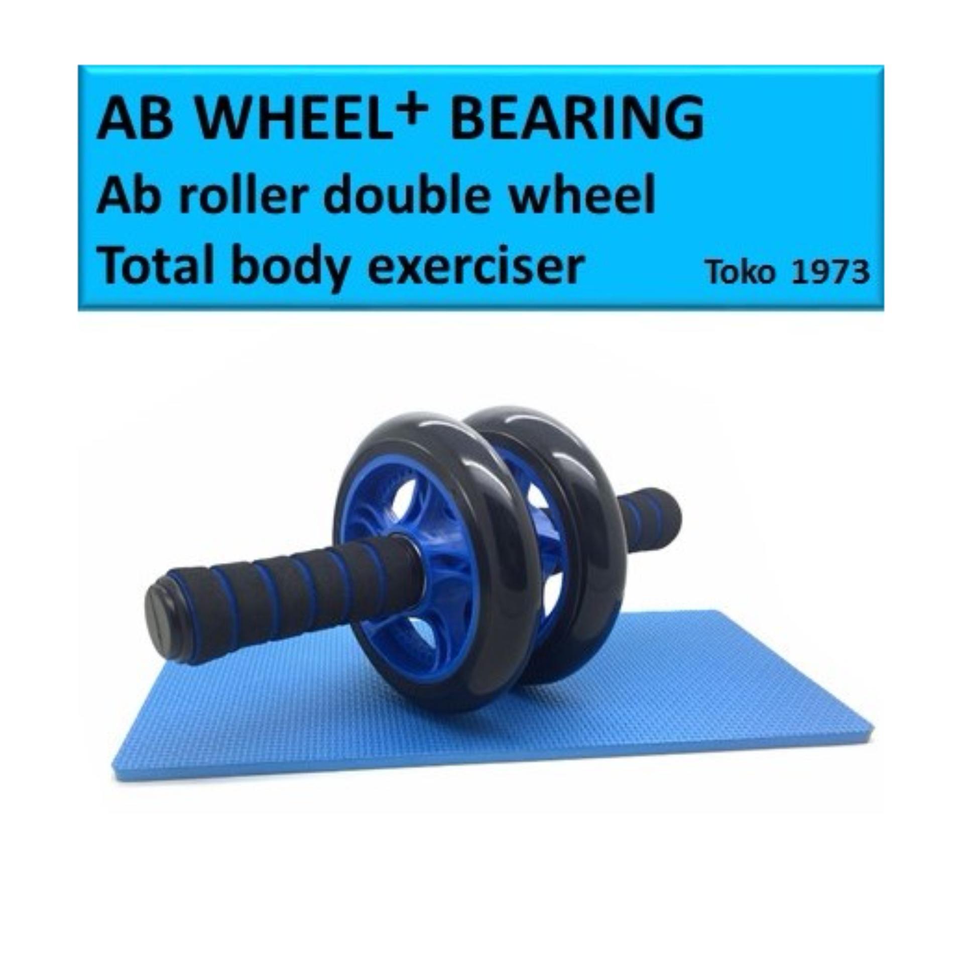 AB WHEEL+ BEARING - Ab roller double wheel / Alat sit up / alat gym - Total body exerciser