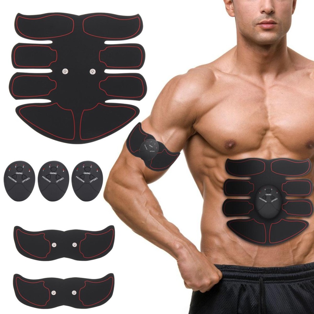 ABS Abdomen Muscle Stimulator Training Belt Electrical Body Shape Home Trainer - Black Red - intl