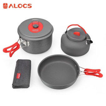 Gambar ALOCS CW   C19T Alumina Portable Ultralight 2   3 People CookingKit Cookware (Black)   intl