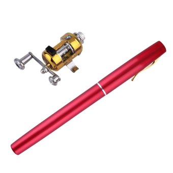 Gambar GOOD Mini Portable Aluminum Alloy Pocket Pen Shape Fish Fishing Rod Pole With Reel