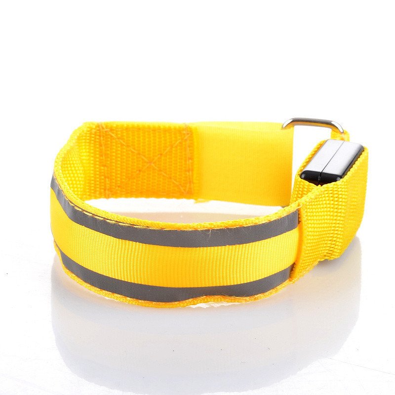 LED Flash Gelang Wrist Ring Nokturnal Peringatan Ring Perlengkapan Lari Glowing Armband (kuning)