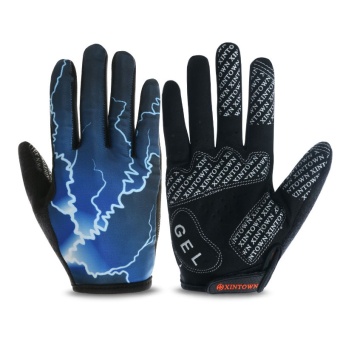 Gambar Men Outdoor Sport Long Gloves Women Riding Gloves Cycling GlovesBicycle Non slip Gloves   Black Blue   intl