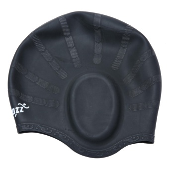 Gambar nonvoful Silicone Swim Cap Soft Wrinkle Free Silicone Swimming Cap With Ear Protection For Men And Women,Black   intl