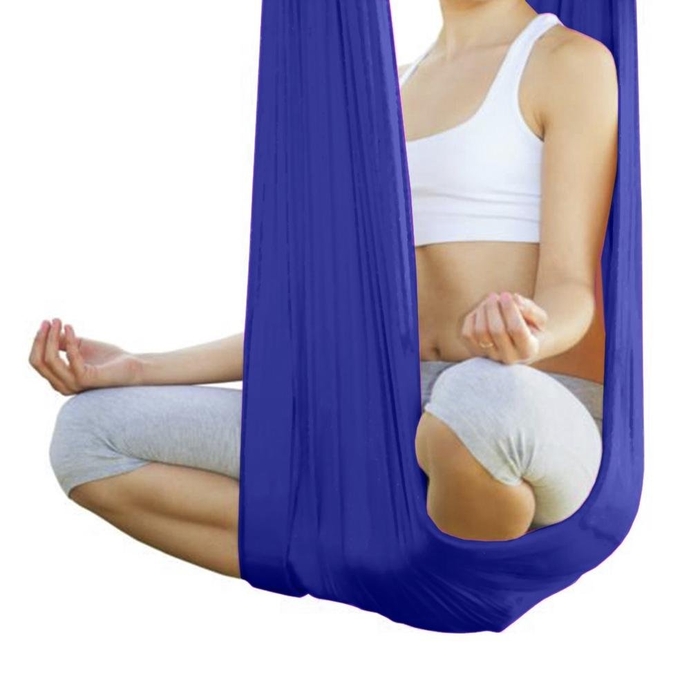 Olahraga Luar Ruangan Straps 5 M Elastis Anti-Gravity Multifungsi Aerial Yoga Hammock Swing Belt (Deep Blue) -Intl