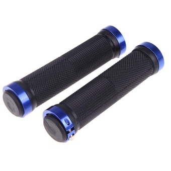 Pair Mountain Bike MTB BMX Bicycle Cycling Double Lock Handlebar Grips Blue - intl