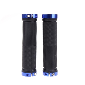 Pair Mountain Bike MTB BMX Bicycle Cycling Double Lock Handlebar Grips Blue - intl