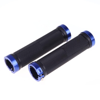 Pair Mountain Bike MTB BMX Bicycle Cycling Double Lock Handlebar Grips Blue - intl