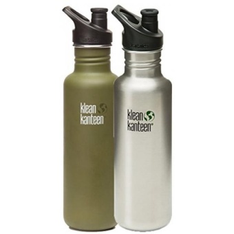 Gambar (Price Hidden)Klean Kanteen Stainless Steel Bottle with 3.0 SportCap (2 PK Green Fatigue Brushed Stainless, 27 Ounce)   intl