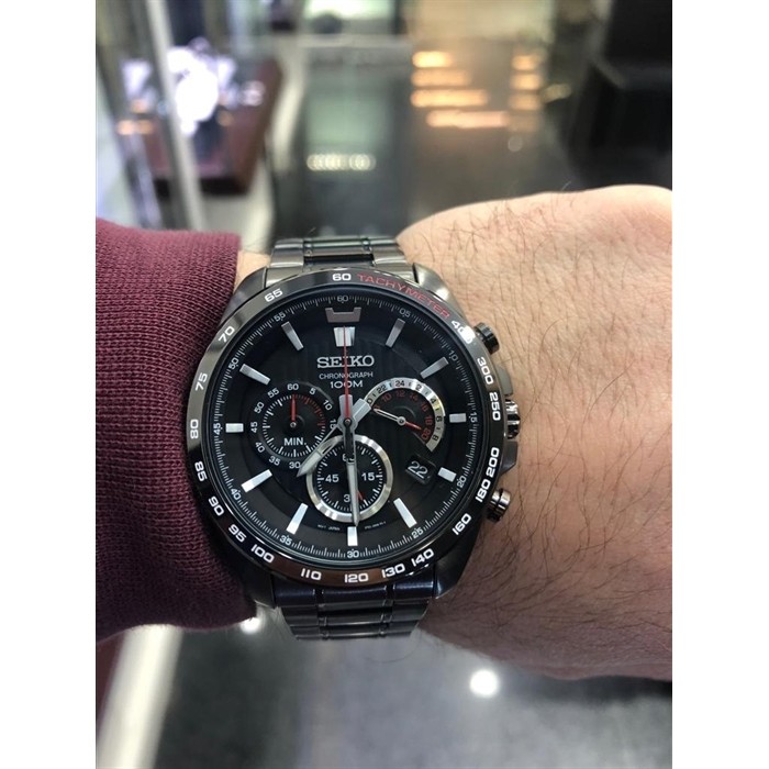 Jam Tangan Pria Seiko SSB311P1 Men Chronograph Black Stainless Steel |  Lazada Indonesia