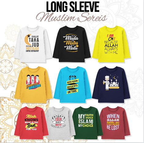 Long Sleeve Kaos lengan Panjang Anak laki laki dan Perempuan Motif 25 Nabi