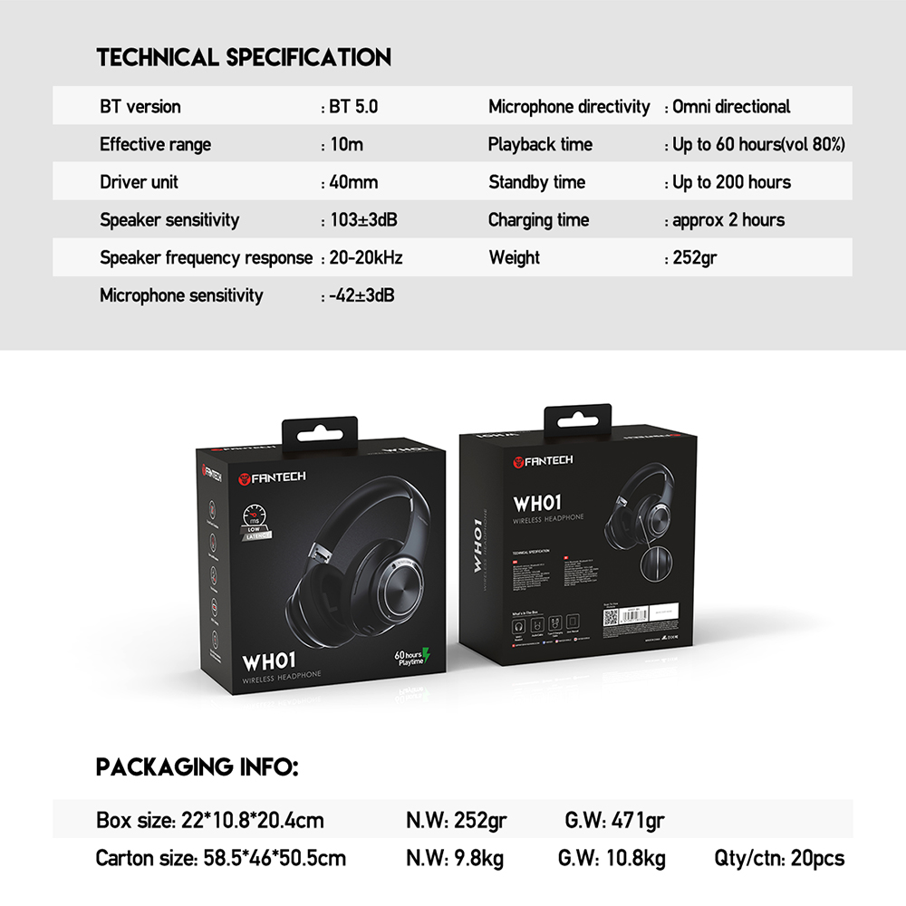 Fantech Headphone Bluetooth Headset 