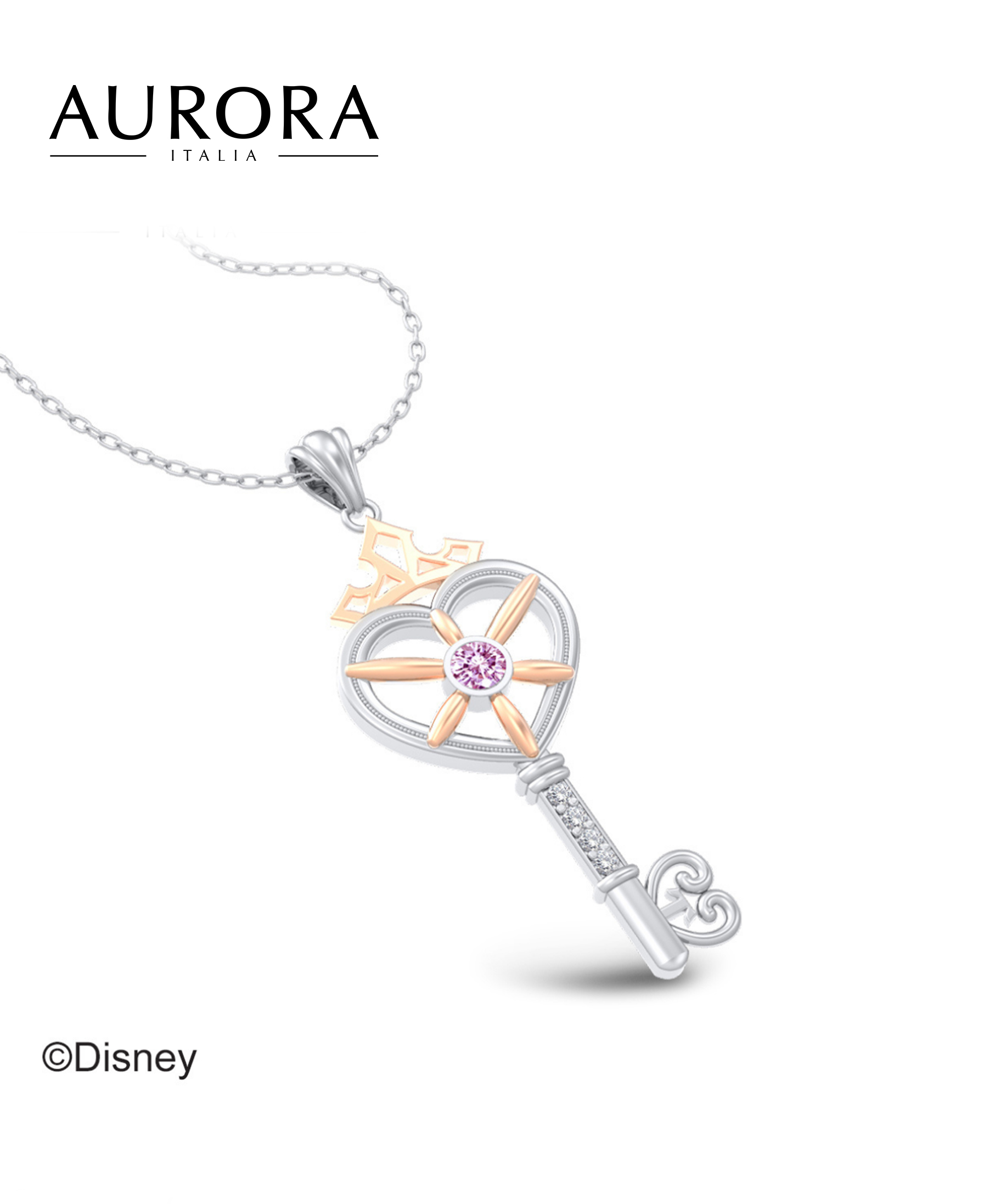 Aurora Italia X Disney - Princess Aurora Enchant Heart Key Pendant