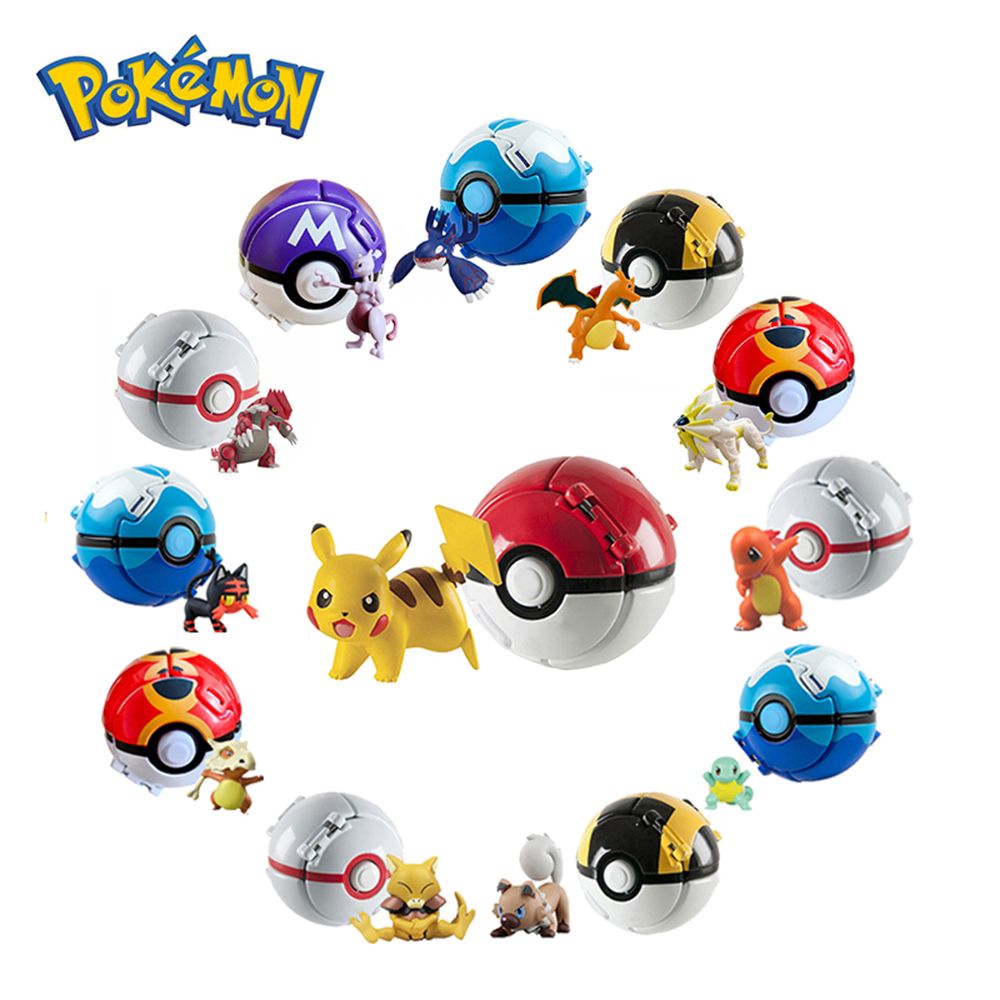 897GONGS Dễ thương Kid Đồ Chơi Đi Chiến Đấu Biến thể Mô Hình Pikachu Charmander Litten Túi Monter Pokemon Bóng Con Số phim hoạt Hình