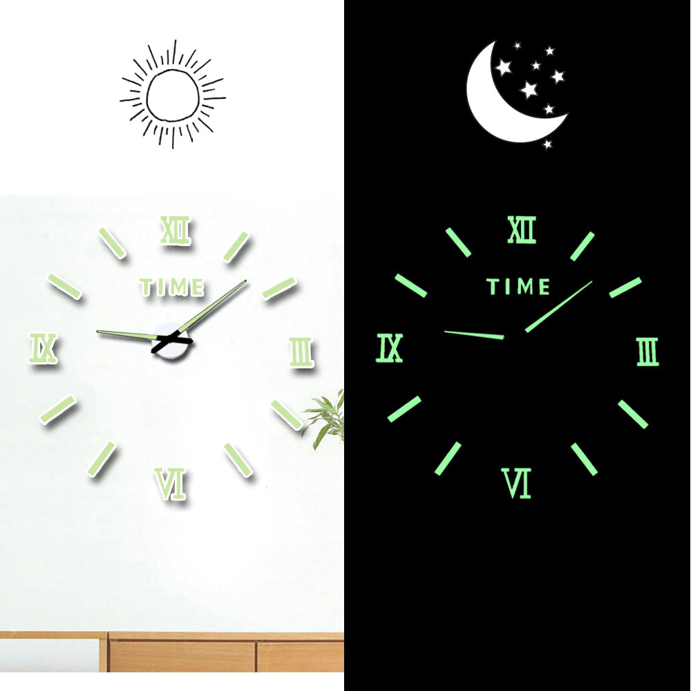 Jam Dinding Besar Diy Giant Wall Clock Quartz Glow In The Dark 80 130cm Jam Glow In The Dark Jam Dinding Tempel Tembok Jam Dinding Aesthetic Jam Dinding Unik