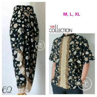 168 Collection Couple Atasan Kemeja Tina Melati Dan Rok Lilit Batik-Hitam