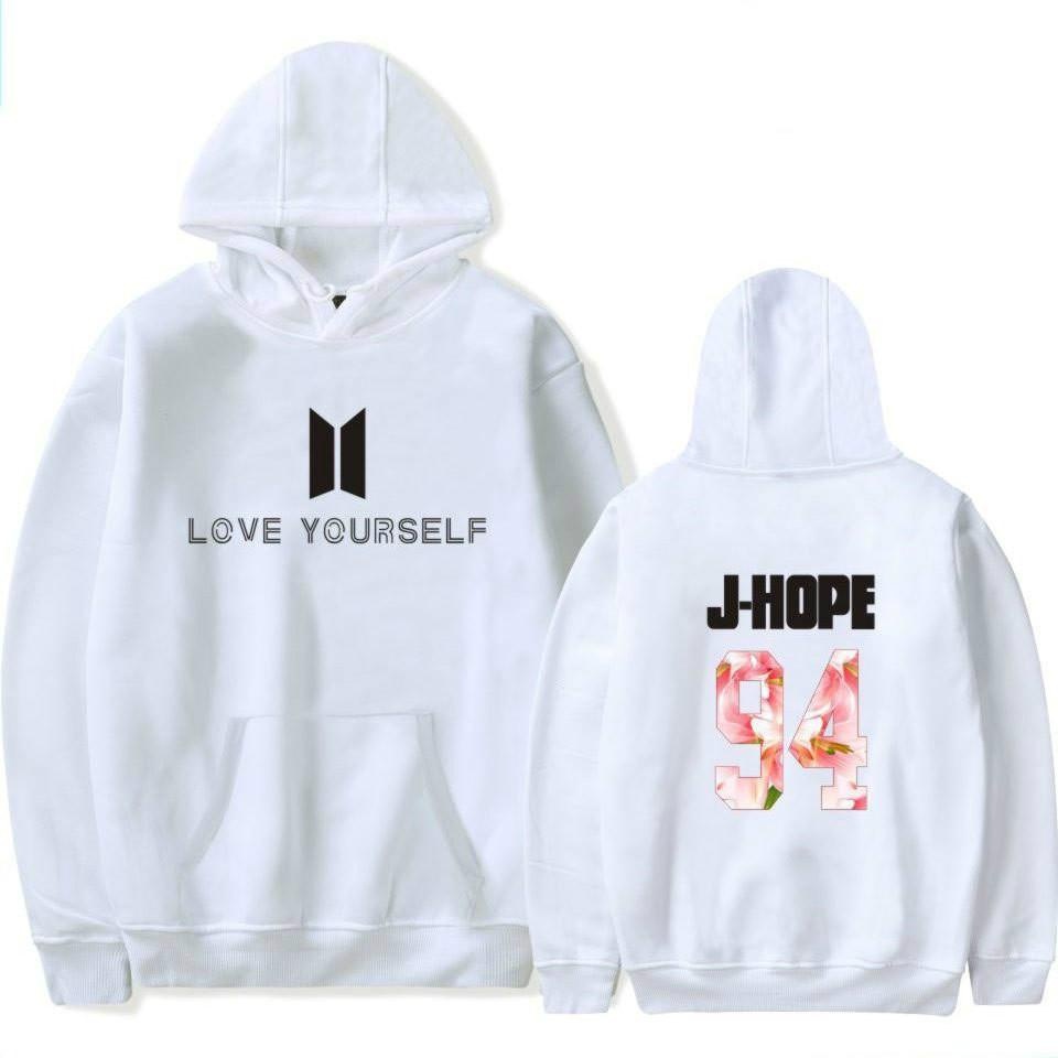 2017 Baru Kedatangan BTS Bangtan Boys Sweatshirts Hoodie Wanita BTS Mencintai Diri Sendiri Wanita/pria Hoodies Sweatshirts Musim Gugur dan Musim Dingin Penggemar Sweatshirts Maxi Plus Ukuran XXXXL Wanita/Pria Hoodies J-HOPE 94 (Putih) -Intl