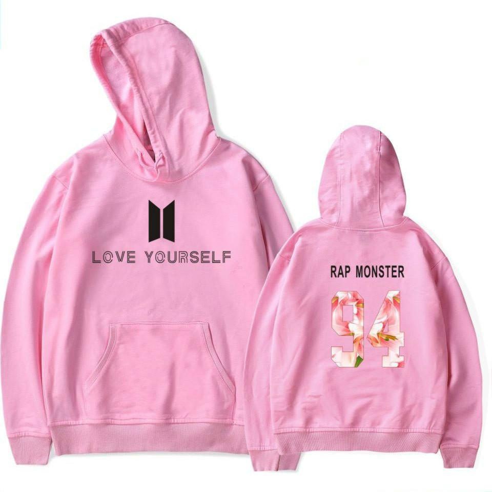 2017 Baru Kedatangan BTS Bangtan Boys Sweatshirts Hoodie Wanita BTS Mencintai Diri Sendiri Wanita/pria Hoodies Sweatshirts Musim Gugur dan Musim Dingin Penggemar Sweatshirts Maxi Plus Ukuran XXXXL Wanita/Pria Hoodies RAP MONSTER 94 (Pink) -Intl