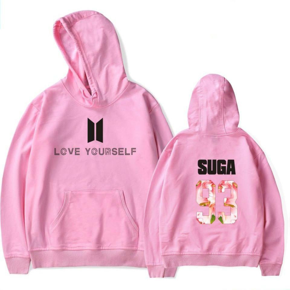 2017 Baru Kedatangan BTS Bangtan Boys Sweatshirts Hoodie Wanita BTS Mencintai Diri Sendiri Wanita/pria Hoodies Sweatshirts Musim Gugur dan Musim Dingin Penggemar Sweatshirts Maxi Plus Ukuran XXXXL Wanita/Pria Hoodies SUGA 93 (Pink) -Intl