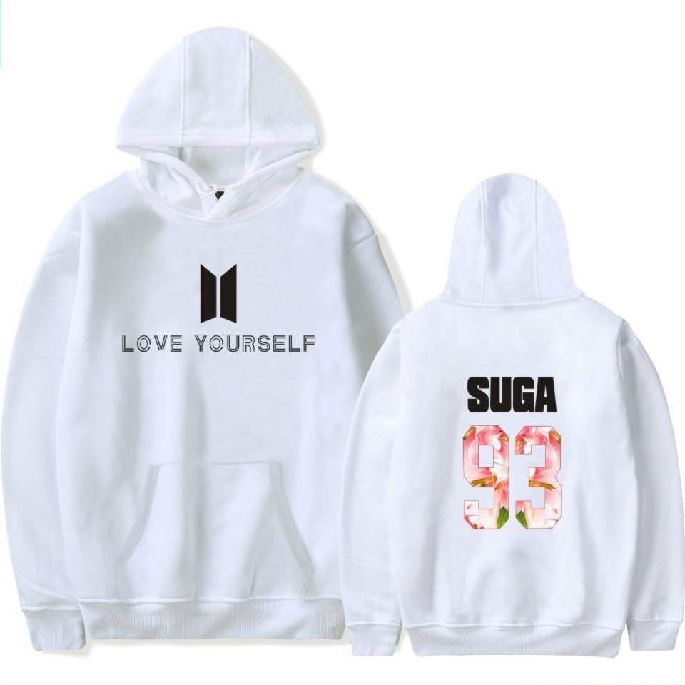 2017 Baru Kedatangan BTS Bangtan Boys Sweatshirts Hoodie Wanita BTS Mencintai Diri Sendiri Wanita/pria Hoodies Sweatshirts Musim Gugur dan Musim Dingin Penggemar Sweatshirts Maxi Plus Ukuran XXXXL Wanita/Pria Hoodies SUGA 93 (Putih) -Intl