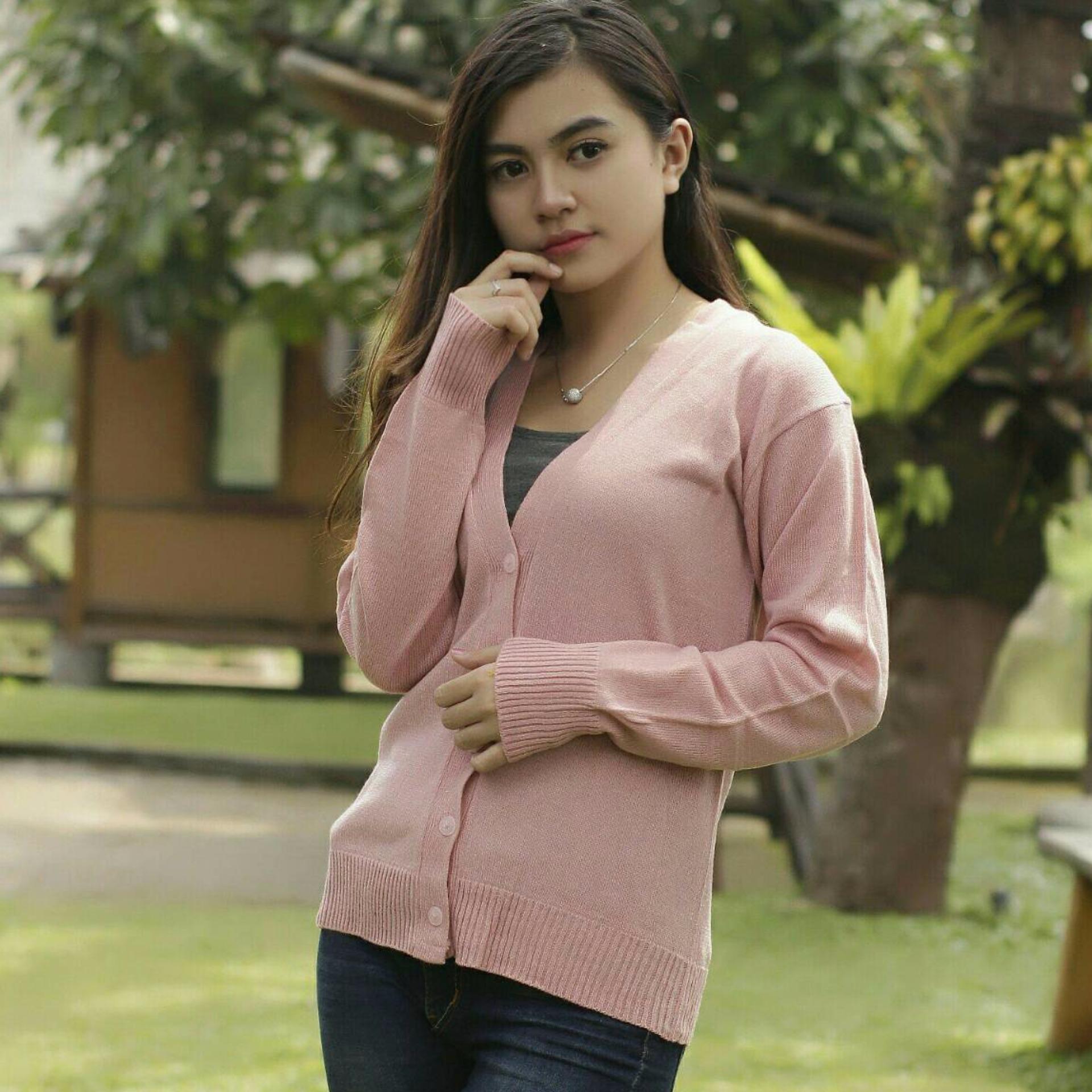 3K Atasan Wanita - Cardigan - Salsa Cardy - Rajut Halus - Pink Dusty