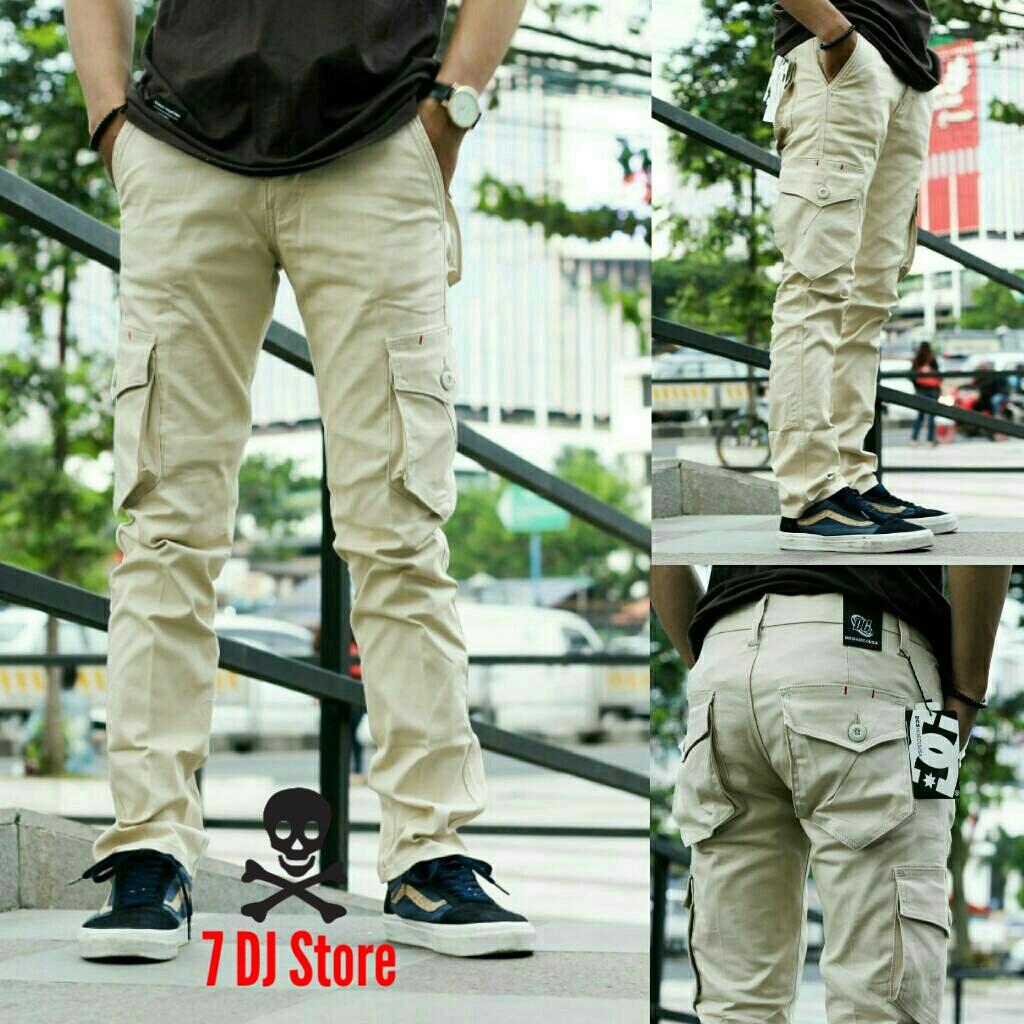 7DJ CELANA CARGO PANJANG PRIA CREAM