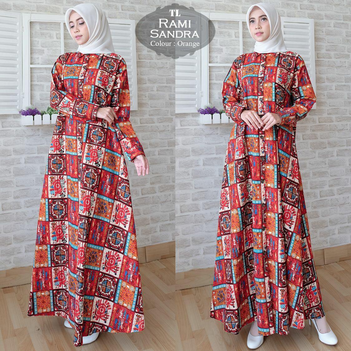 Afifahstore Gamis Syari Muslim Wanita Busui Gaun Muslimah Maxi Dress Lengan Panjang Rami