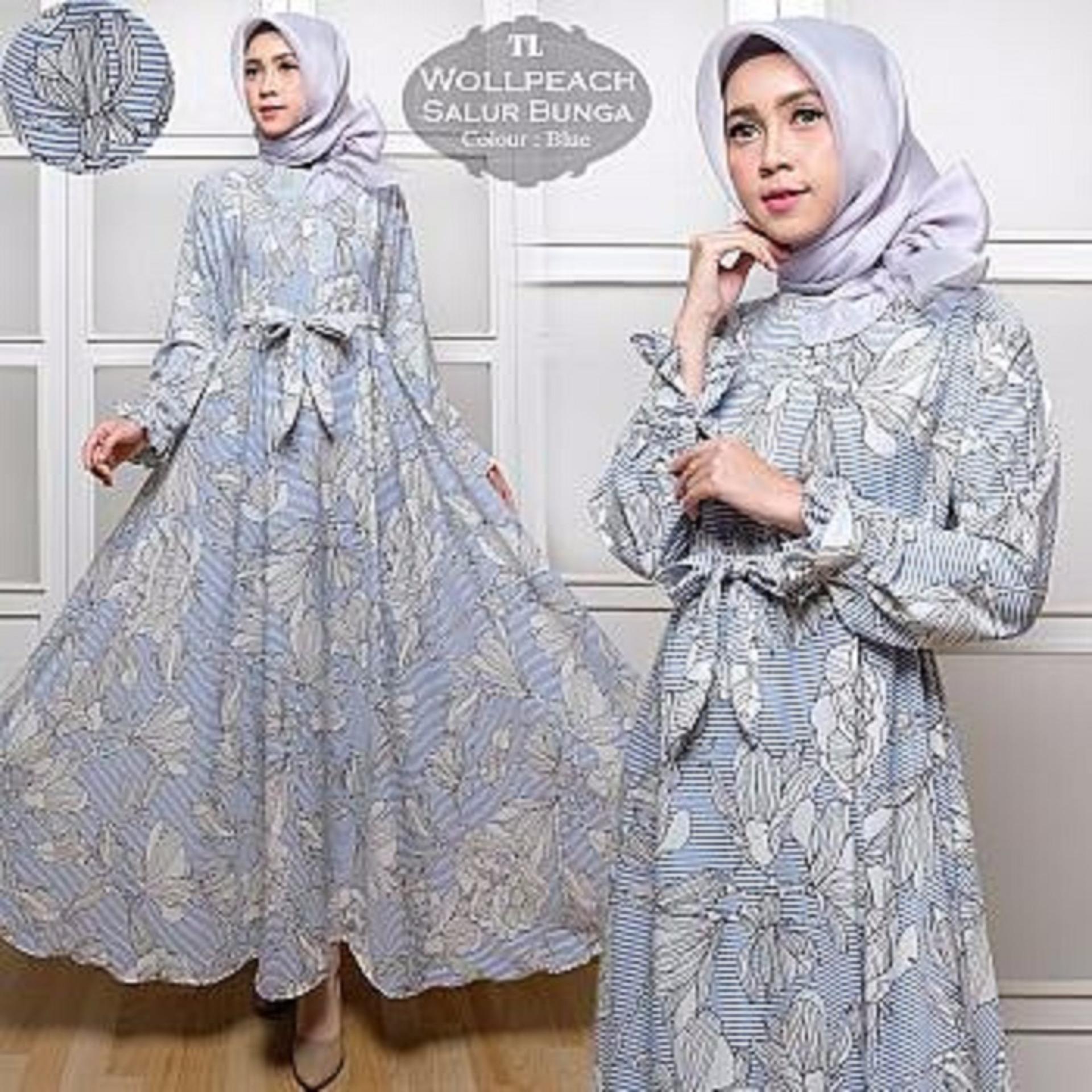 Afifahstore Gamis Syari Muslim Wanita Busui Gaun Muslimah Maxi Dress Lengan Panjang Wollpeach