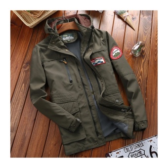 Gambar AFS JEEP men spring and autumn jacket men leisure long section oflarge size outdoor jackets fashion coat  Army green   intl