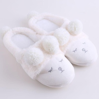 Gambar Ai Home Plush Sheep Women Soft Warm Indoor Slippers Cotton Sandal House Home Anti slip Shoes (White)   intl